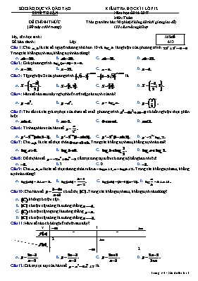 Kiểm tra học kì i lớp 12 môn Toán - Mã đề 613